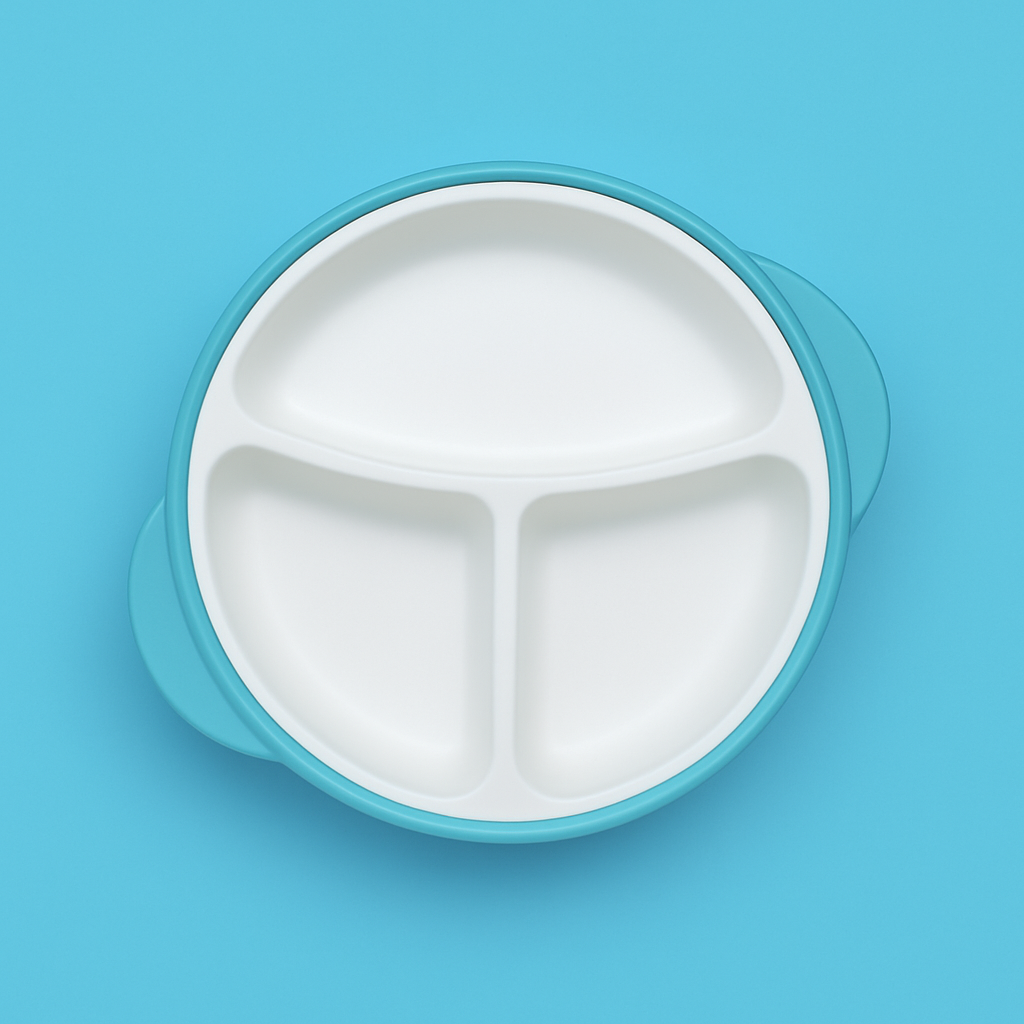 Meal Box For Baby Blue White | 4 Sections | Fork | Spoon