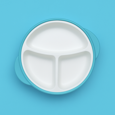 Meal Box For Baby Blue White | 4 Sections | Fork | Spoon
