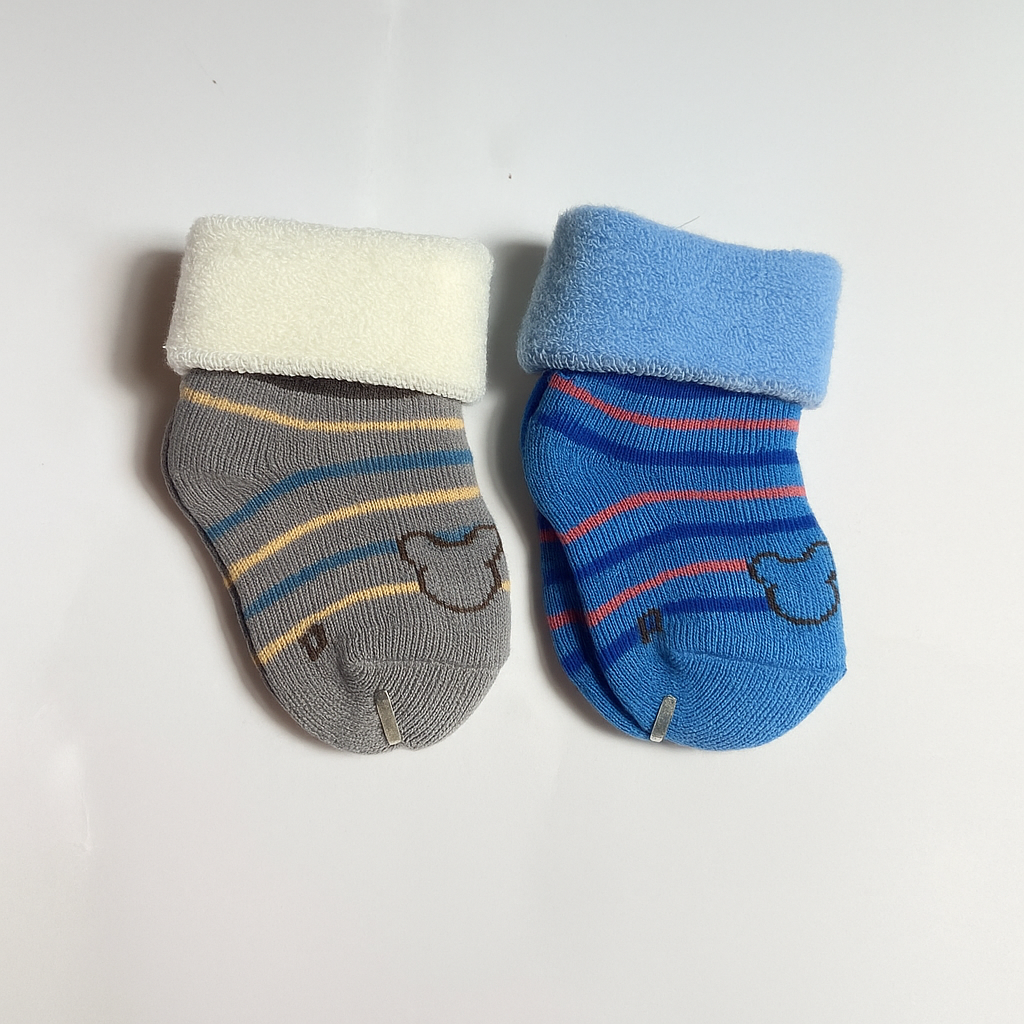 Set of 2 Baby Socks | Standard Size 0-1 Year | Blue | Grey | Imported