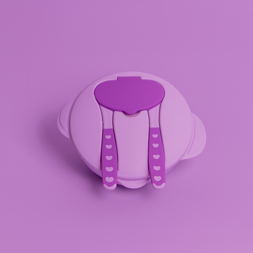 Meal Box For Baby Purple | 4 Sections | Fork | Spoon