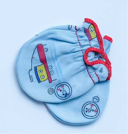 Mittens set of 4 Blue / White for Baby Boy / Girl