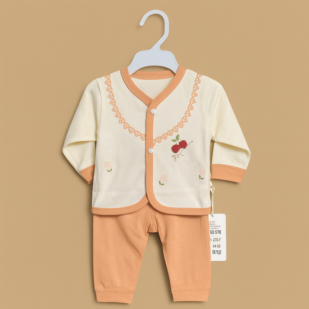 Baby Suit | Light Brown White | Soft Cotton Pajama Shirt