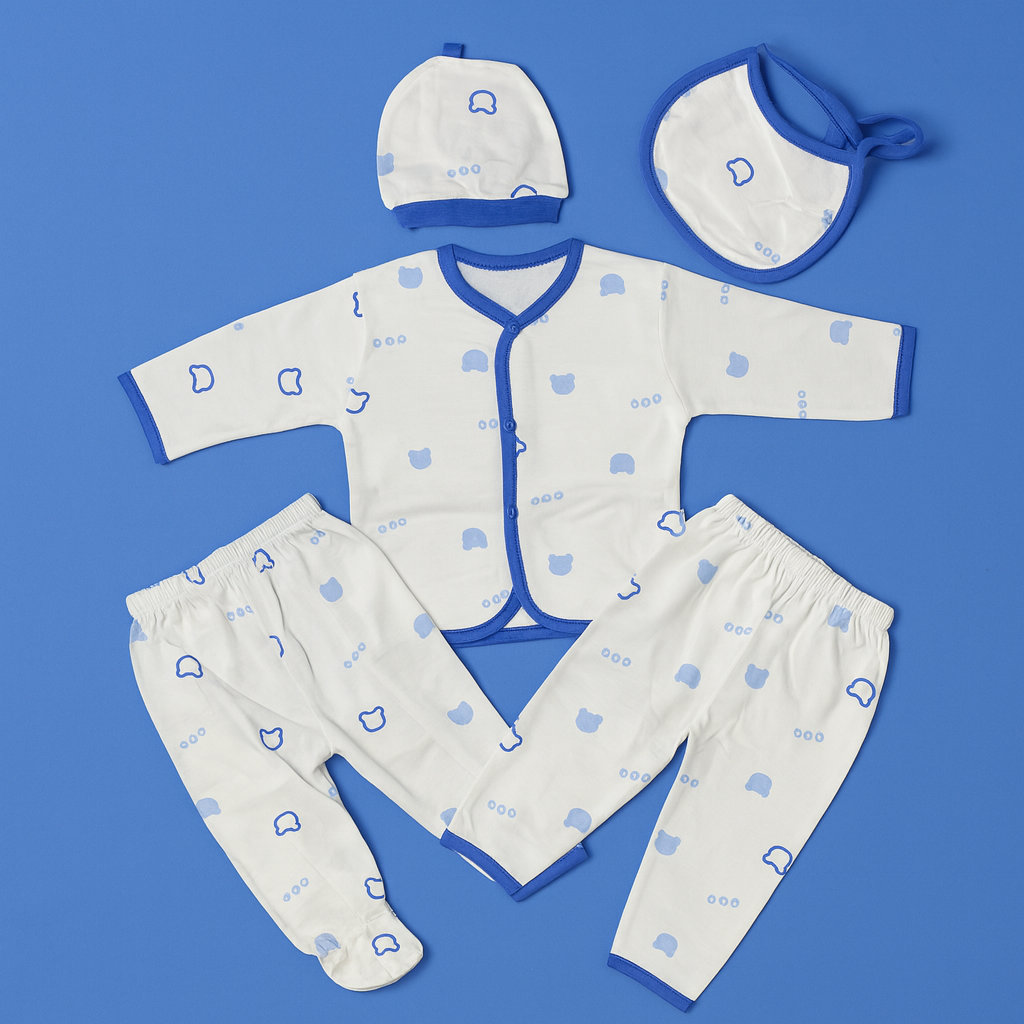 5 Piece Set  | Blue White | Pure Cotton | Imported