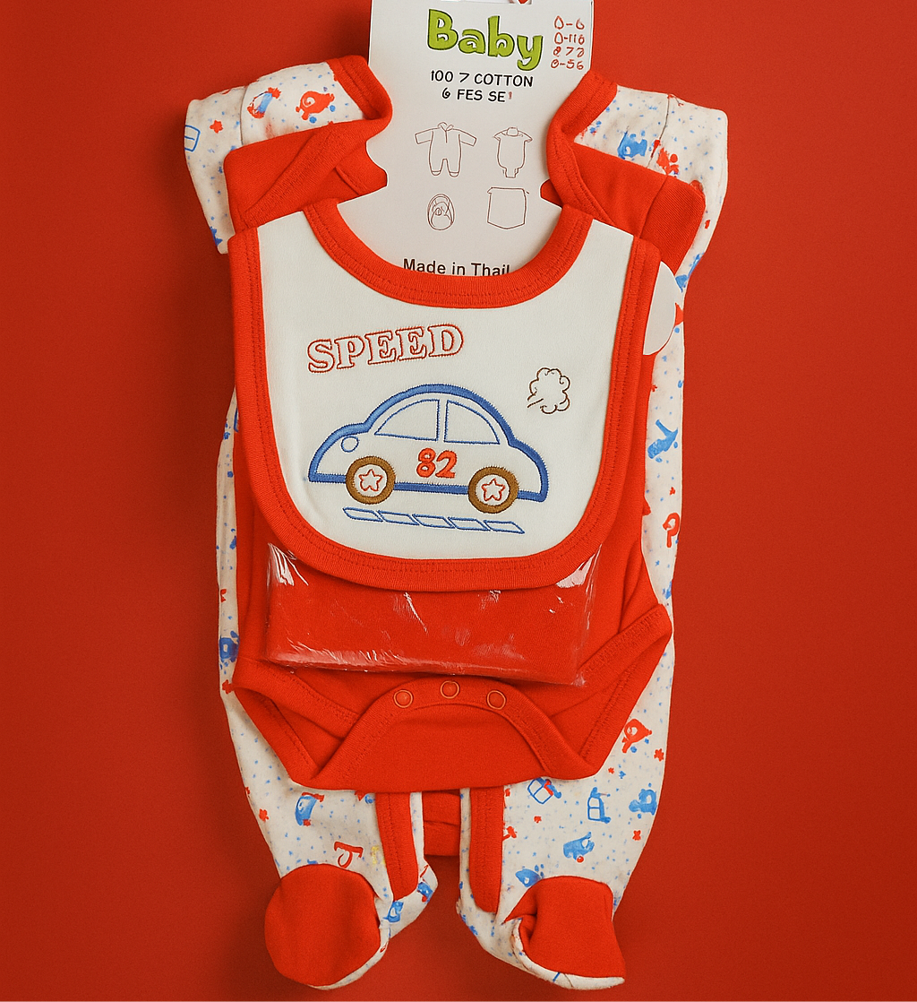 Newborn Baby Starter Set – 6 Piece Red | Imported Baby Clothes in Pakistan