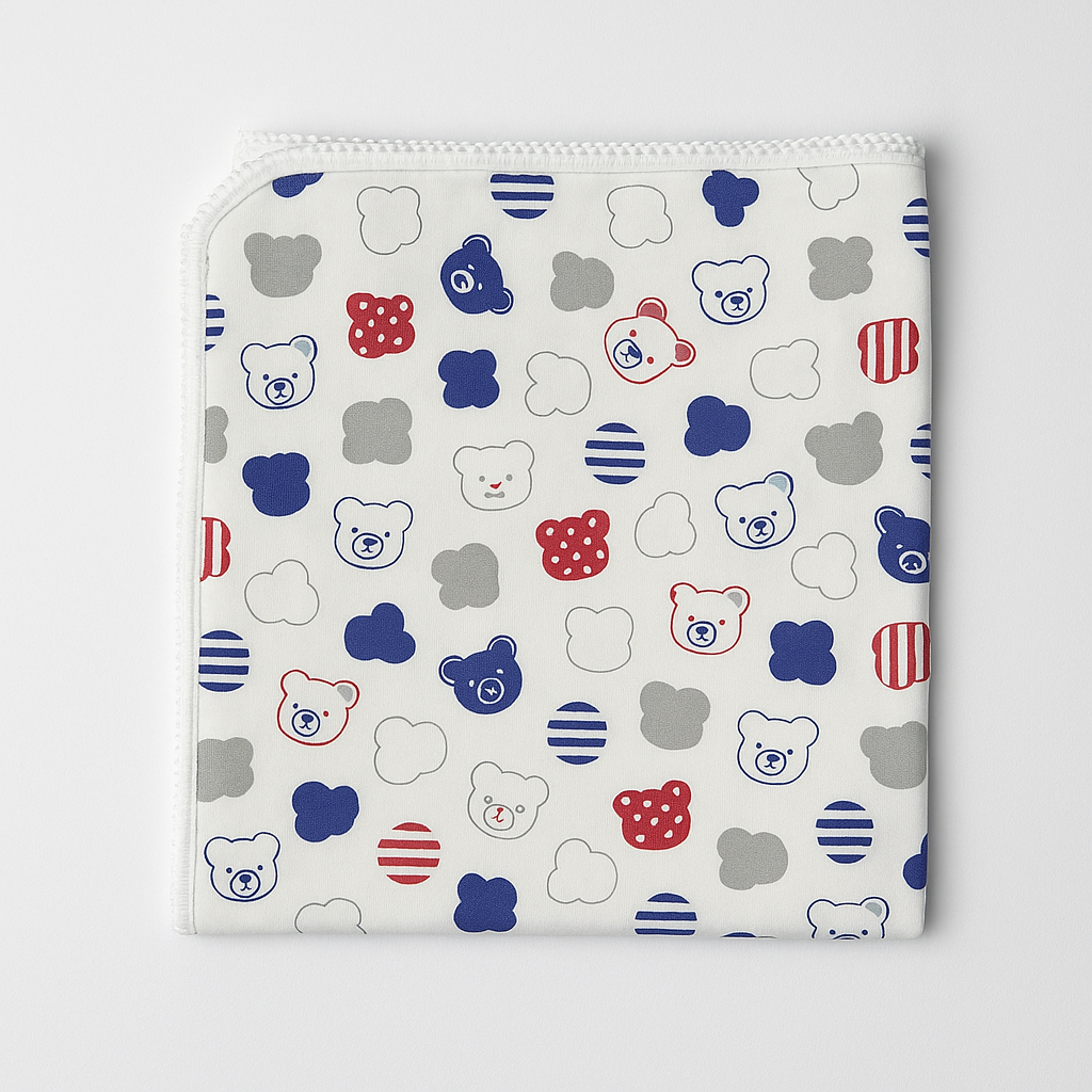 Baby Soft Wrapping Blue Red Bear