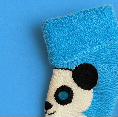 Set of 2 Baby Socks | Standard Size 0-1 Year | Panda | Brown | Blue
