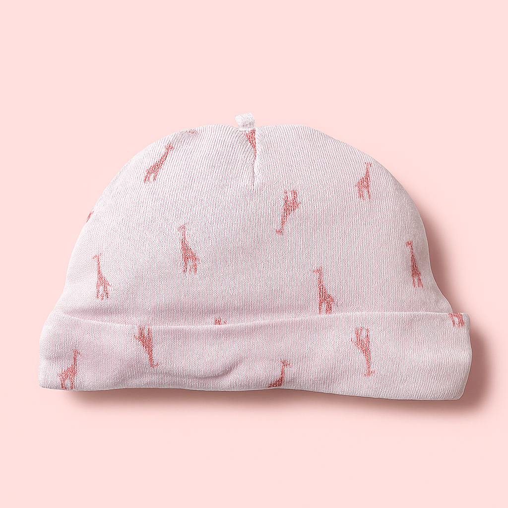 Peach Color giraffe Baby Cap | New Born Baby Caps
