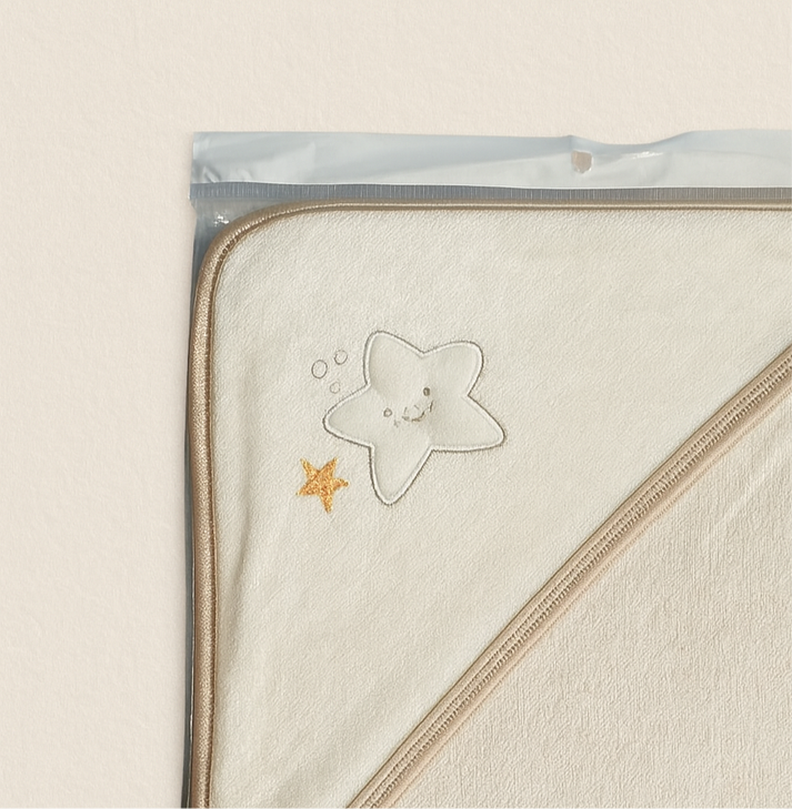 Soft Hooded Bath Towel for Baby | New Born Baby Towel |White Star | Imported