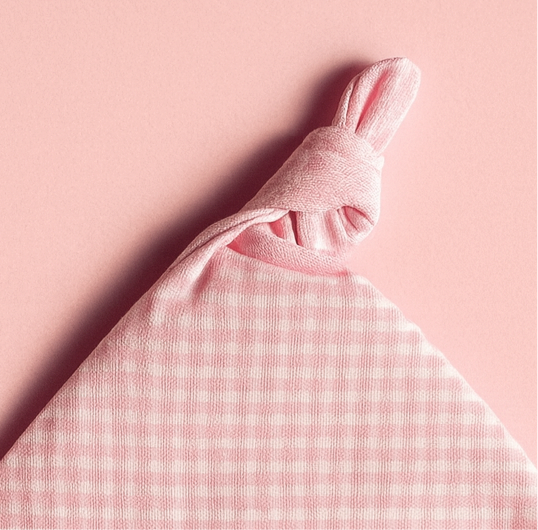 Baby Cap | Cute Knot Style Cap | Pink Check | New Born Baby Cap