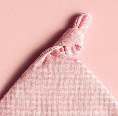 Baby Cap | Cute Knot Style Cap | Pink Check | New Born Baby Cap