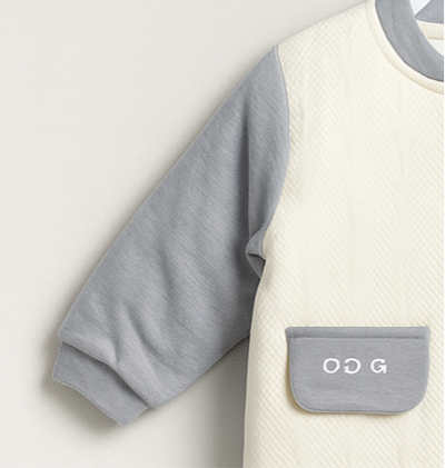 Baby Suit for Winter | Grey Cream | Quilted | Imported