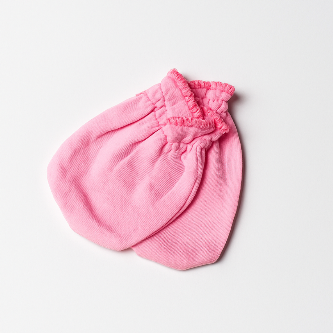 Mittens set of 2 Solid Pink and White for Baby Girl