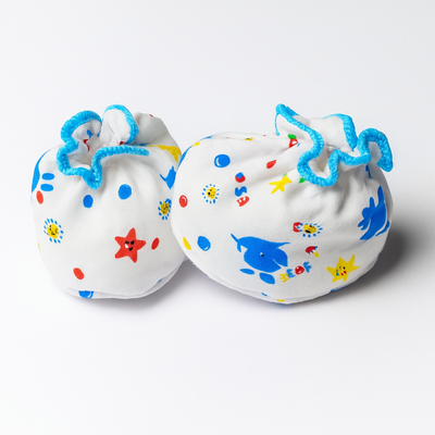 Set of 2 Booties for Baby Boys| Baby Girls | White Blue | Yellow
