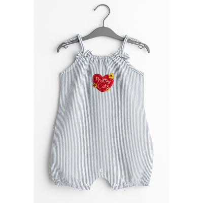 Stripe Grey Romper Suit Sleeveless For Baby Girls | Imported