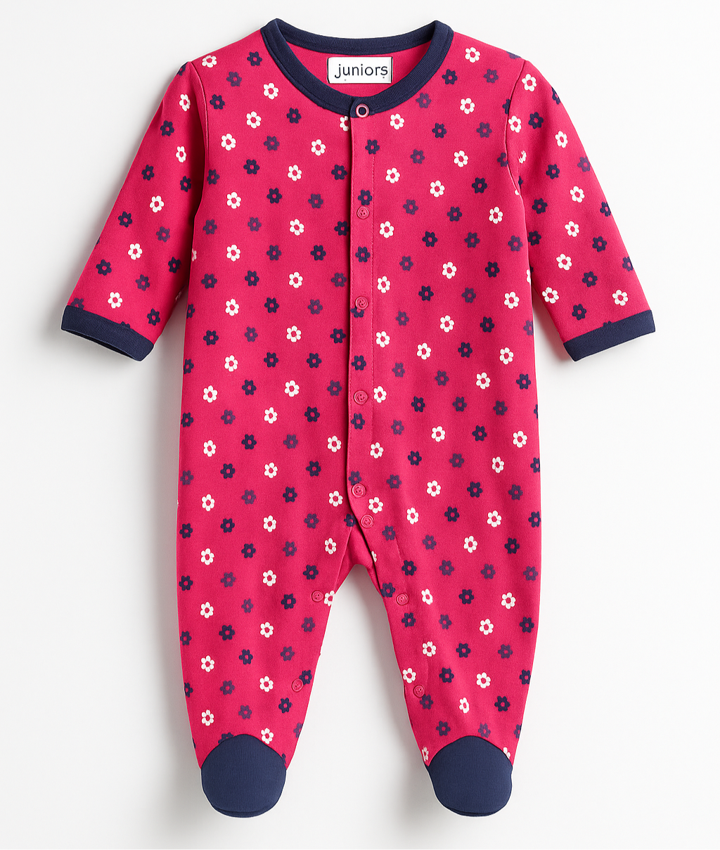 Full Body Romper for Baby Girls | Pink Blue White Flowers