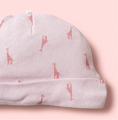 Peach Color giraffe Baby Cap | New Born Baby Caps