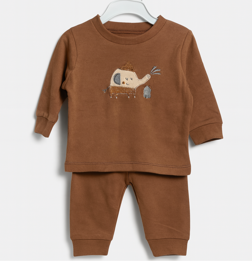 Cotton Pajama Shirt for Baby Girl Boy | Brown