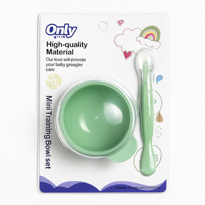 Baby Food Bowl and Spoon Green | BPA Free |