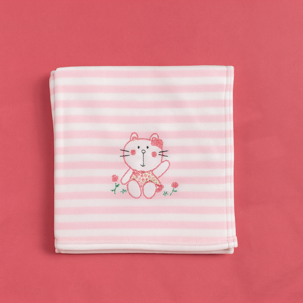 Winter Blanket for Baby | Imported Pink White Stripe Blanket For infants