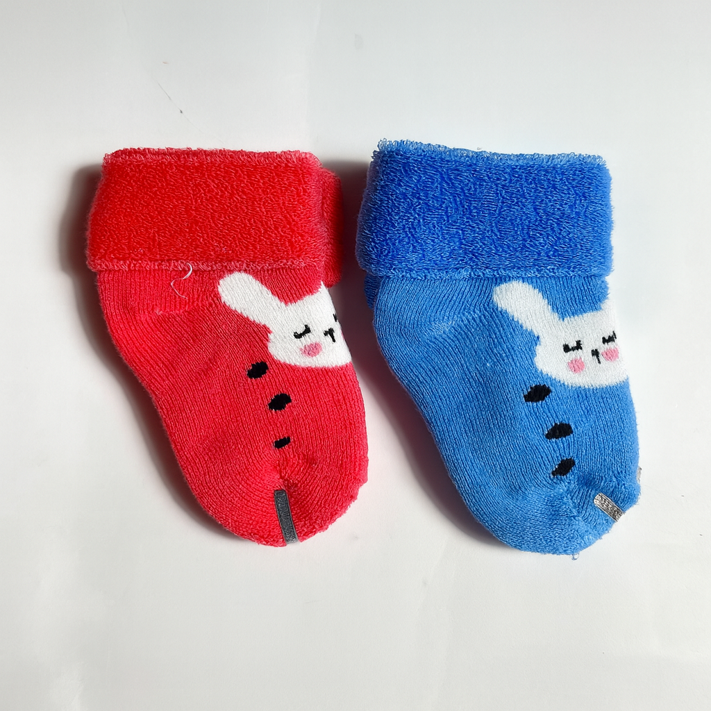 Set of 2 Baby Socks | Standard Size 0-1 Year | Red | Blue | Imported