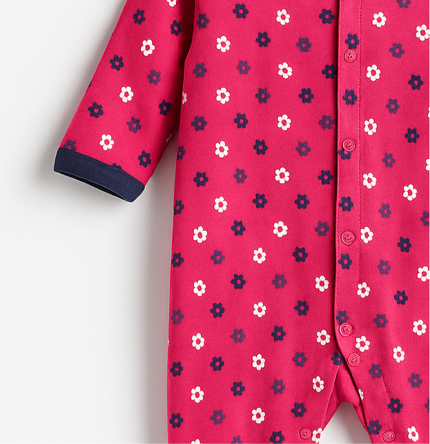 Full Body Romper for Baby Girls | Pink Blue White Flowers