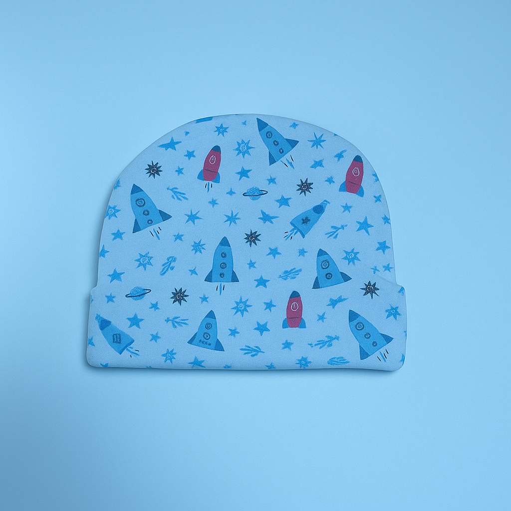 Blue Rocket Design Cap for Baby Boys |  Girls | New Born Baby Caps