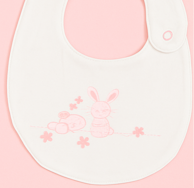 Bib for Baby | Cute Bunny White Pink | Imported