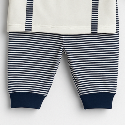 Baby Boy / Girl Pajama Shirt Tie Style | White Dark Blue
