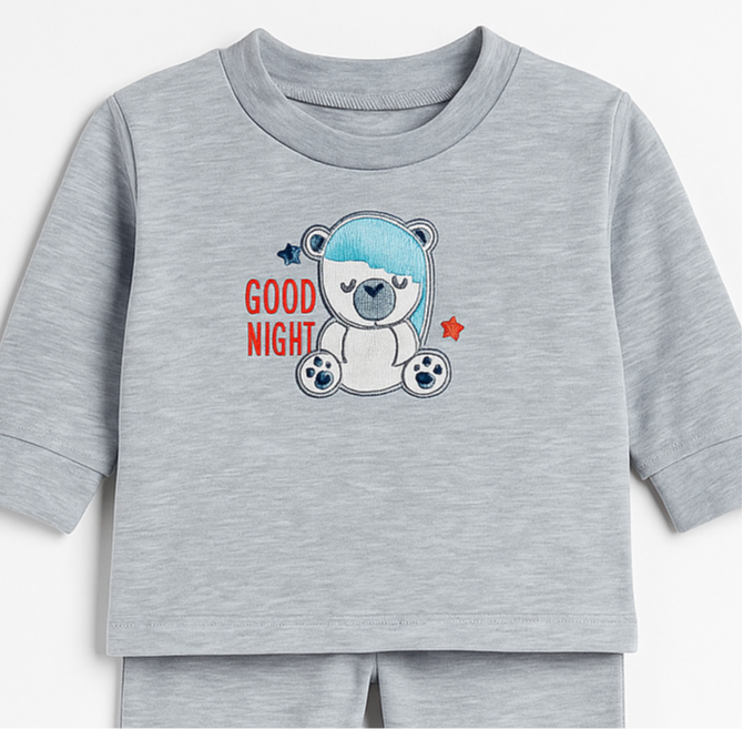Grey Pajama Shirt for Baby Girl Boy | Good Night Sleep