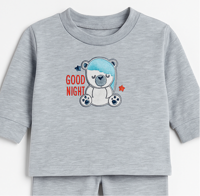 Grey Pajama Shirt for Baby Girl Boy | Good Night Sleep