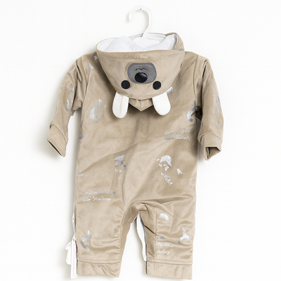 Baby Hoodie Body Suit With Shoes | Brown | Winter Baby Clothes