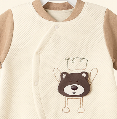 Baby Romper for Winter | Light Brown Cream | Quilted Romper | Imported