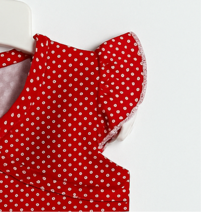 Red Striped & Polka Dot Frock for Baby Girls | Imported Baby Dresses in Pakistan