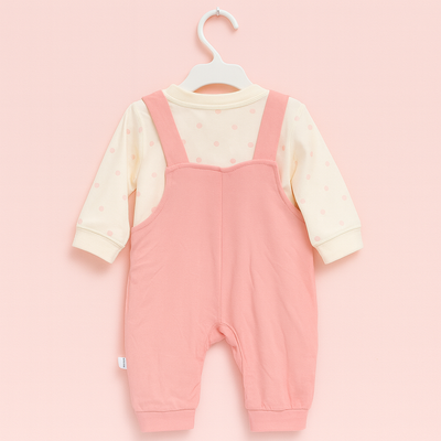 Baby Body Suit with Separate T-Shirt | Adjustable Strap | Pink