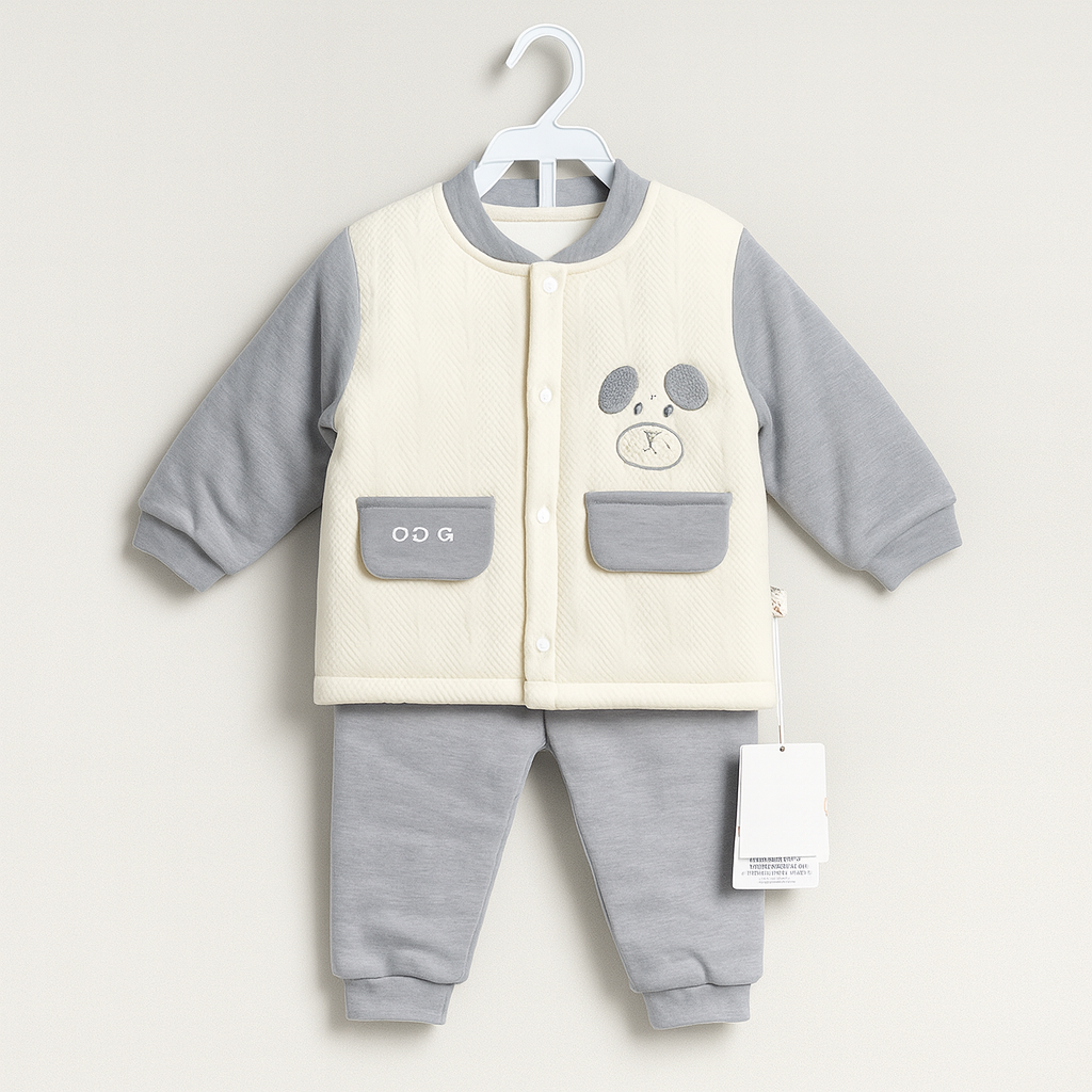 Baby Suit for Winter | Grey Cream | Quilted | Imported