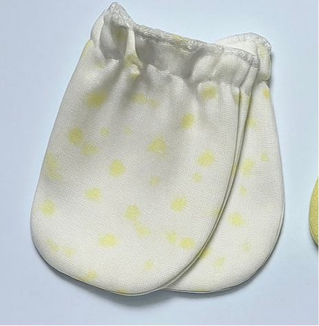 Mittens set of 4 Yellow / White / Blue Mix for Baby Boy / Girl