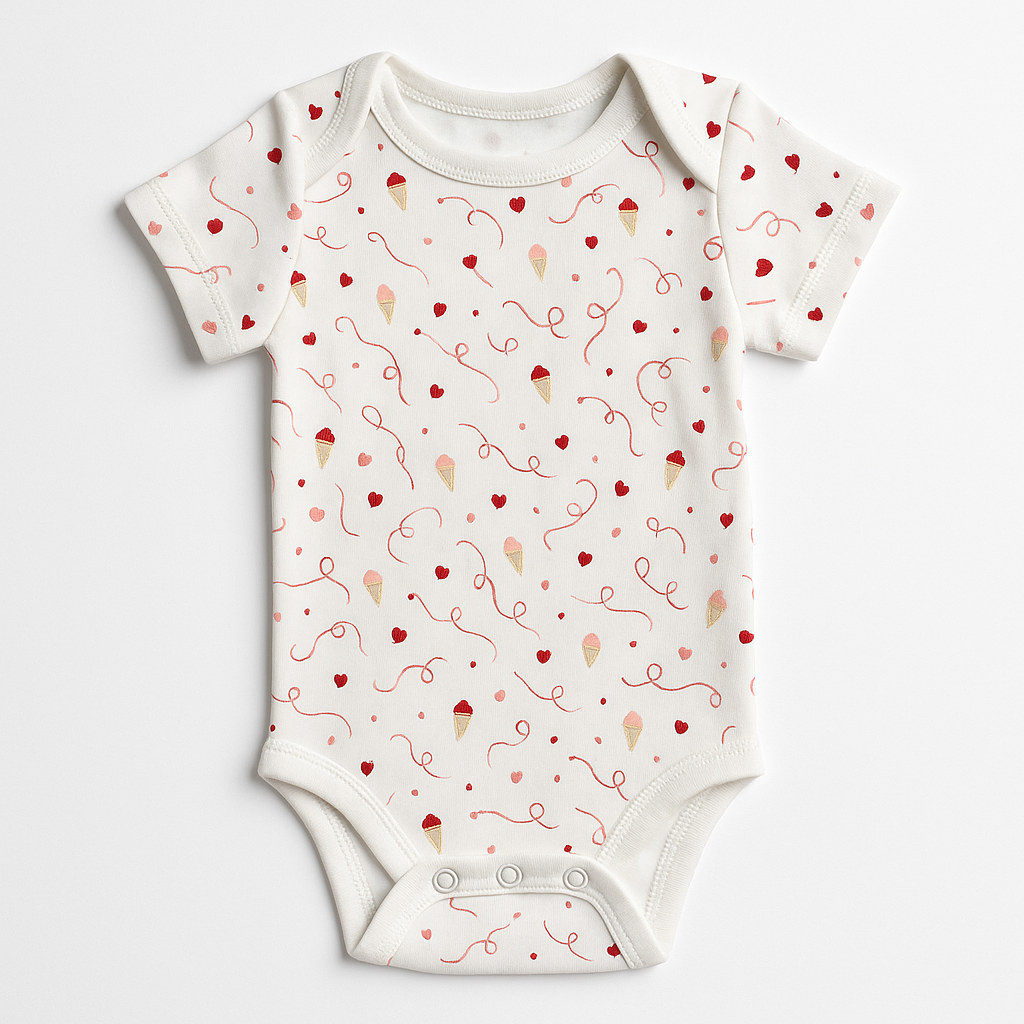 White Pink Rush Cotton Infant Girl Romper Set of 3 BD106
