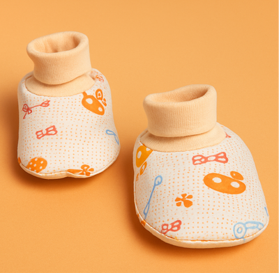 Infant Baby Booties Pack of 3 Stripes, Butterfly and Orange zcar | Imported