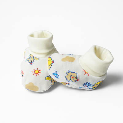 Set of 2 Booties for Baby Boys| Baby Girls | White Blue | Yellow