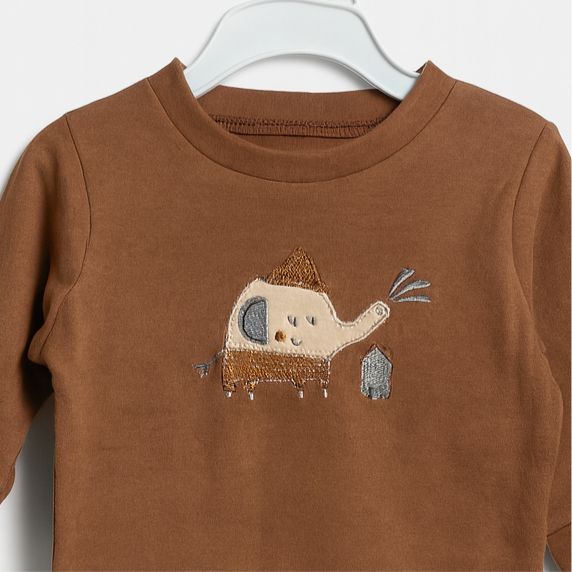 Cotton Pajama Shirt for Baby Girl Boy | Brown