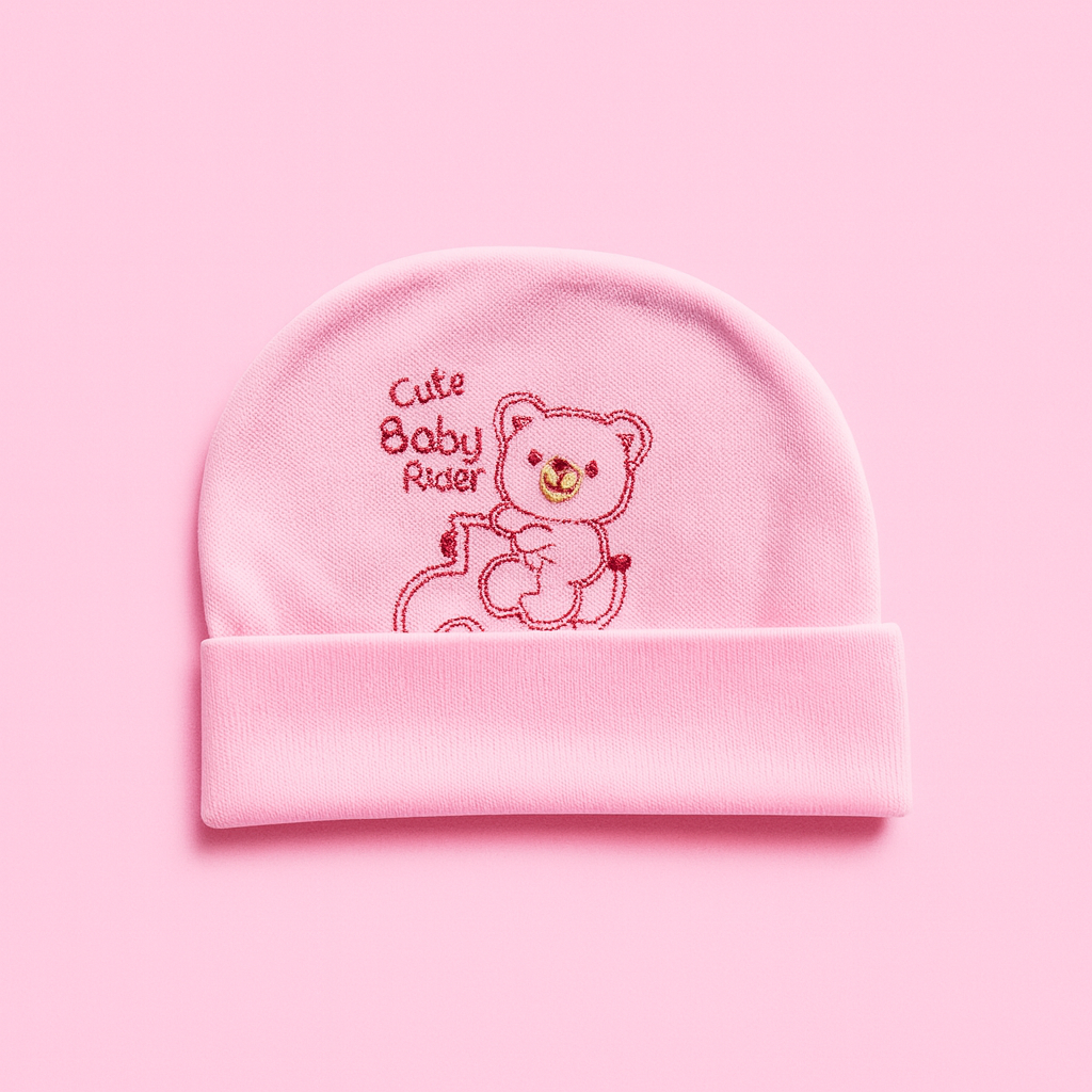 Baby Cap Cute Baby Rider Pink | New Born Baby Cap