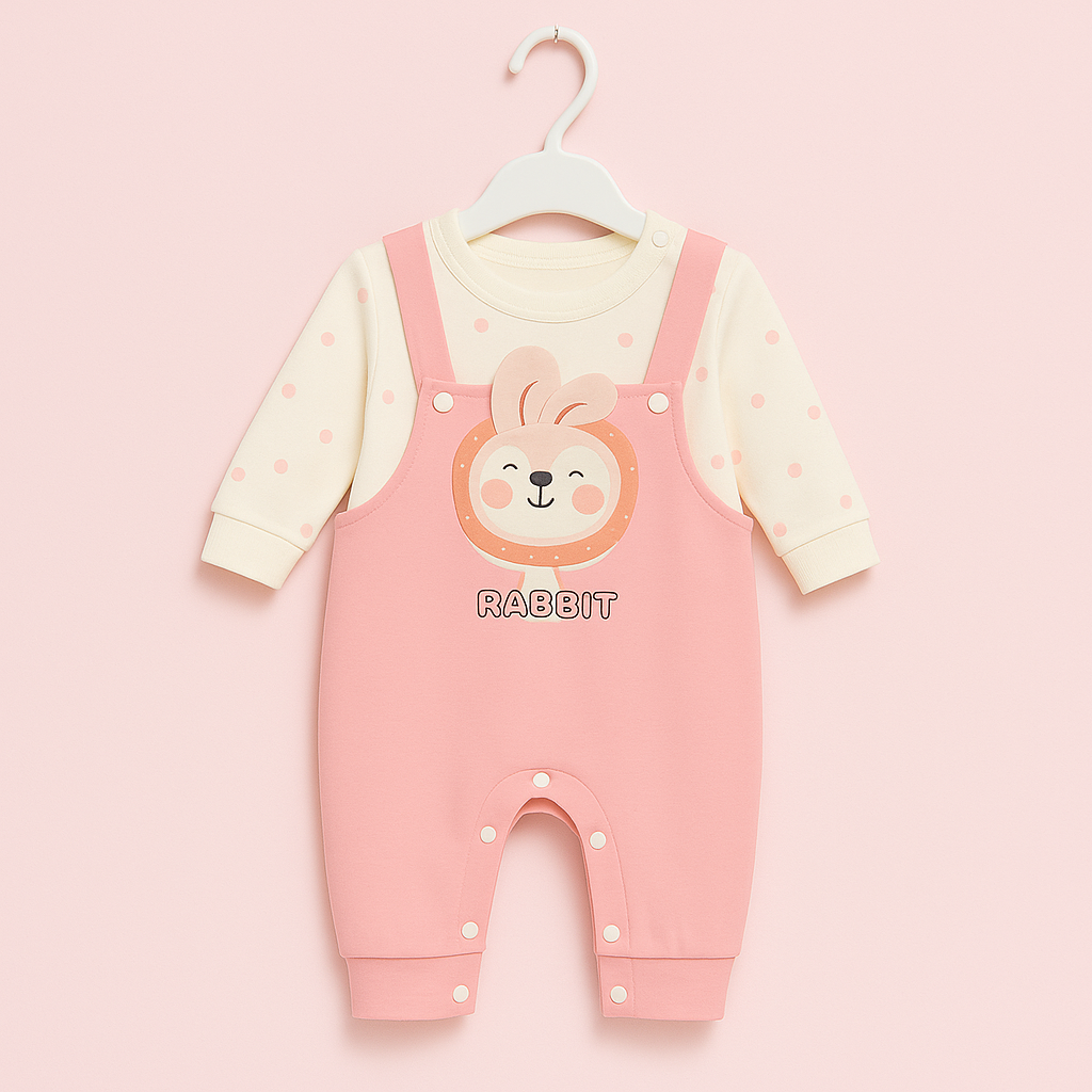 Baby Body Suit with Separate T-Shirt | Adjustable Strap | Pink