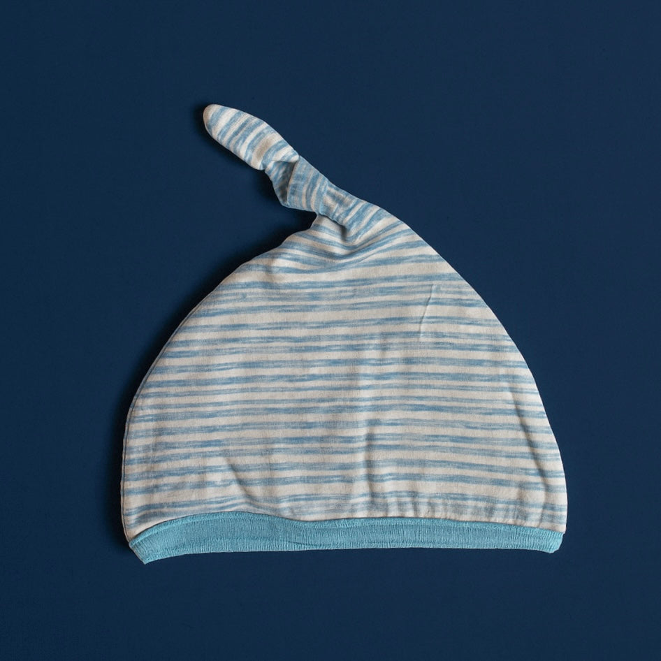 Knot Cap for Baby Blue - White | Stripe | New Born Baby Cap