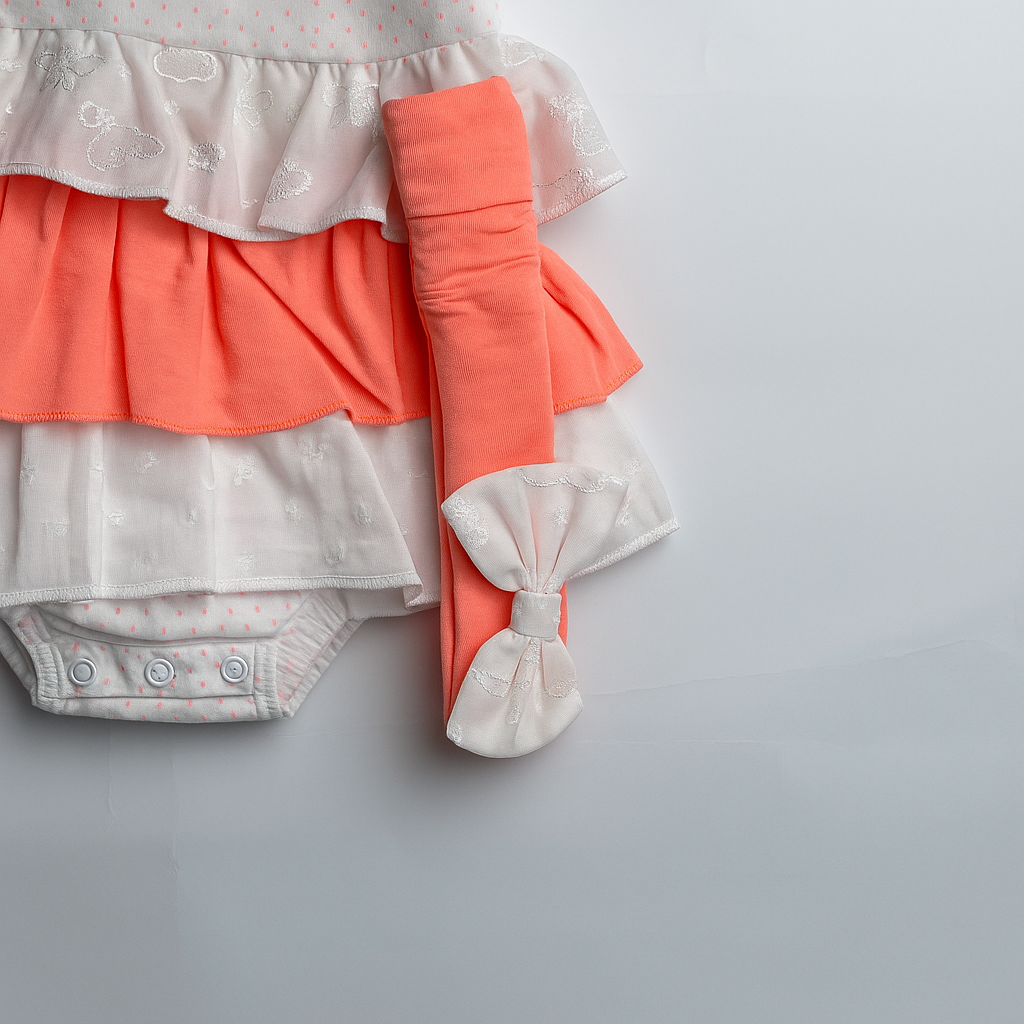 Baby Frock Style Orange Body Suit | Imported