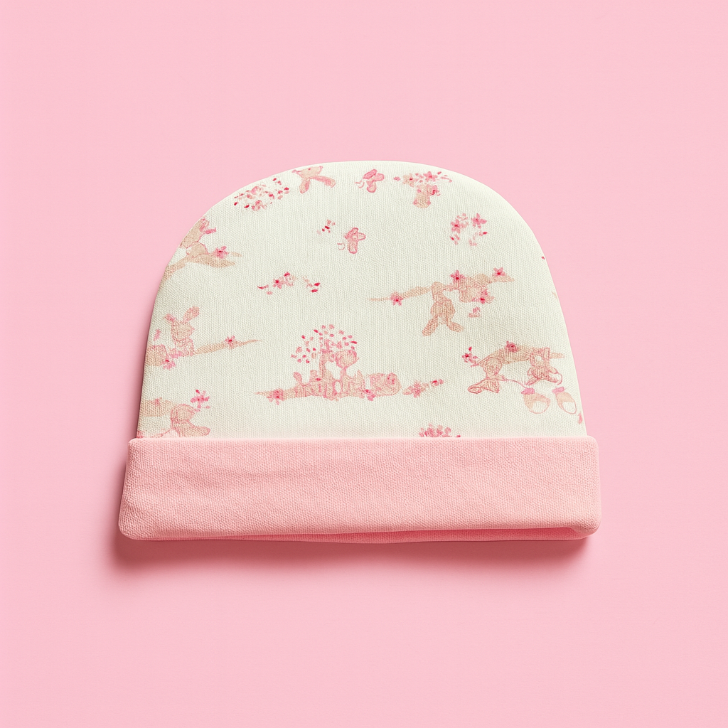 Cap for New Born Pink Floral | New Born Baby Cap for Baby Girl