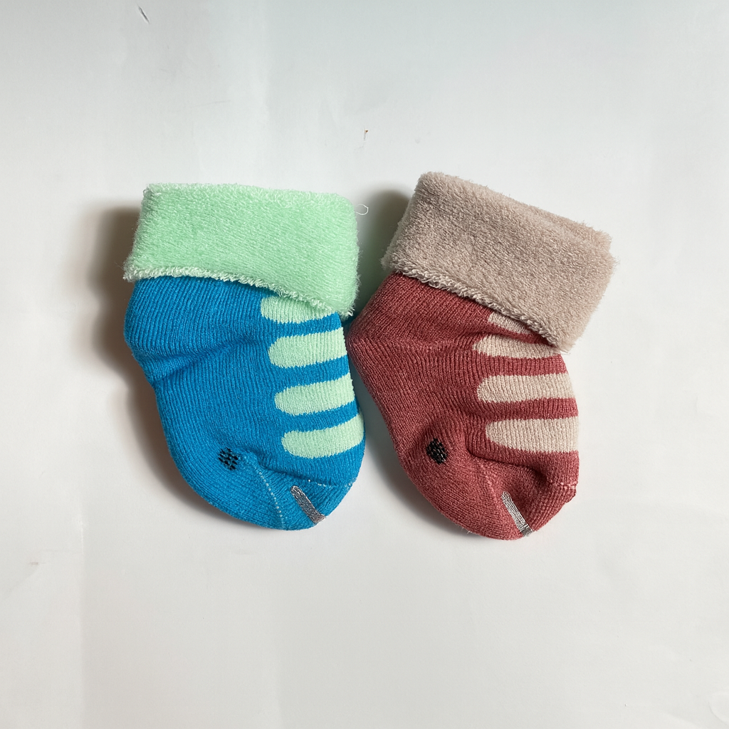 Set of 2 Baby Socks | Standard Size 0-1 Year | Maroon | Blue | Imported