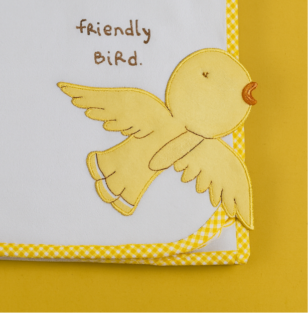 Light Weight Blanket for New Born Baby | White - Yellow | Friendly Bird