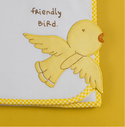 Light Weight Blanket for New Born Baby | White - Yellow | Friendly Bird