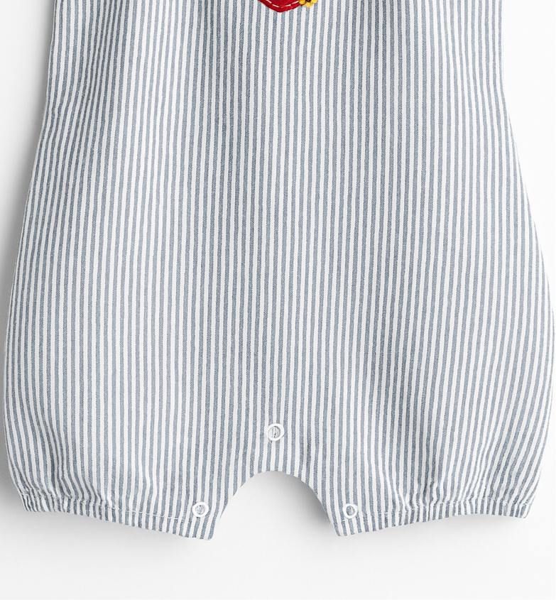 Stripe Grey Romper Suit Sleeveless For Baby Girls | Imported