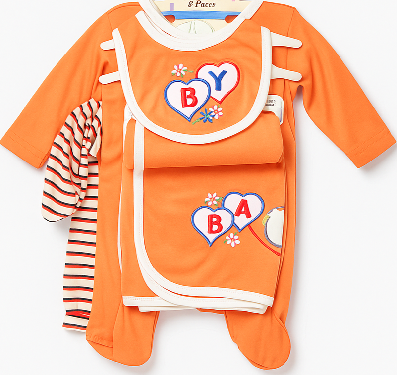 Newborn Baby Starter Set – 7 Piece Orange | Imported Baby Clothes in Pakistan